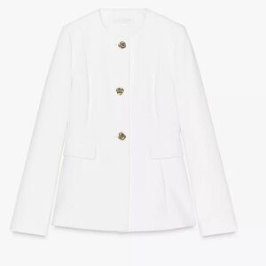 Zara White Blazer with Gold Buttons